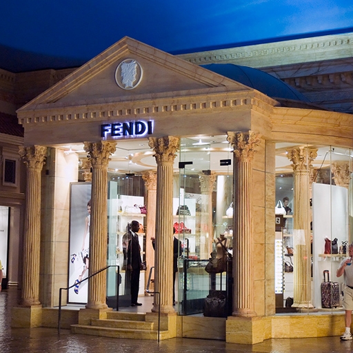 LAS VEGAS - APRIL 13 : Exterior Of A Fendi Store In Caesars Palace Hotel In  Las Vegas On April 13 , 2016. Fendi Is A Multinational Luxury Goods Brand  Owned By